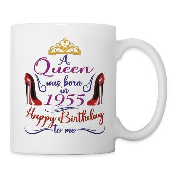 A Queen Was Born In 1955 - 67 Years Old Birthday - Mug - white - Right