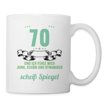 70 Jahre Jung Schön Dynamisch 70 Geburtstag - Tasse - Weiß - Rechts