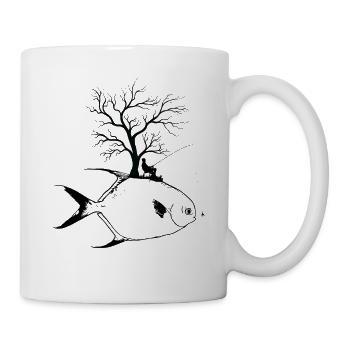 Arbre graphique - Poisson Pompano - Mug blanc - blanc - Droite