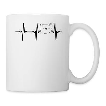 Cat Heartbeat - Katzenbesitzer Katzenliebhaber Nie - Tasse - Weiß - Rechts