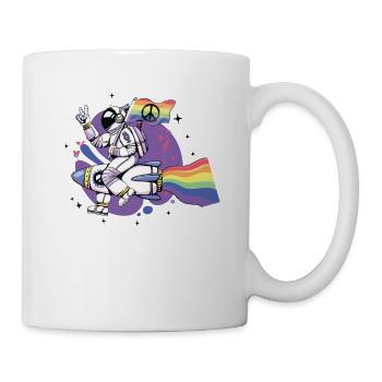 LGBT, Regenbogen, Friedensflagge, Astronaut. - Tasse - Weiß - Rechts