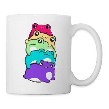 Nichtbinärer Stolz Kawaii Frosch Haufen Nichtbinär - Tasse - Weiß - Rechts