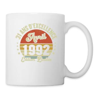 Avril 1992 31 Ans Anniversaire Vintage Idée Cadeau - Mug blanc - blanc - Droite