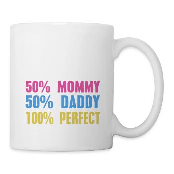 50% Mommy 50% Daddy 100% Perfect Retro Baby - Tasse - Weiß - Rechts