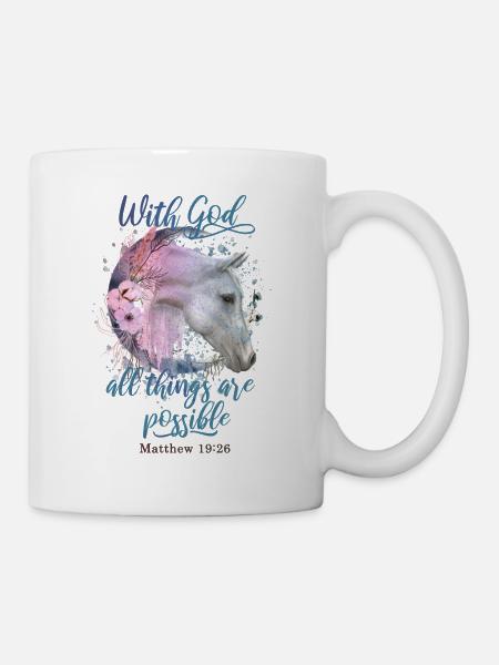 Christliche Zitate Pferde - Tasse - Weiß