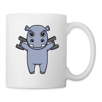 Bodybuilder Hippo Fitness Motivation Gift - Mug - white - Right