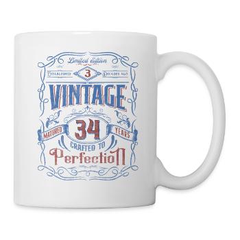 Vintage Crafted To Perfection 34th Birthday - Tasse - Weiß - Rechts