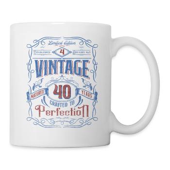 Vintage Crafted To Perfection 40th Birthday - Tasse - Weiß - Rechts