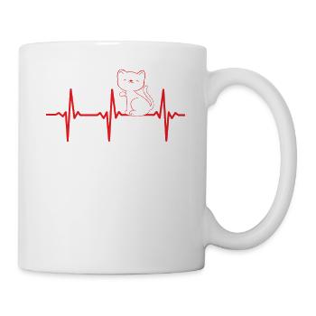Katze Herzschlag Katzenbesitzer Katzenliebhaber Ni - Tasse - Weiß - Rechts