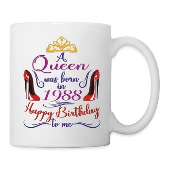 Eine Königin wurde 1988 geboren - 34 Jahre alter Geburtstag - Tasse - Weiß - Rechts