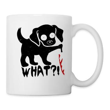 Fun halloween black dog cat what bloody knife - Mug - white - Right