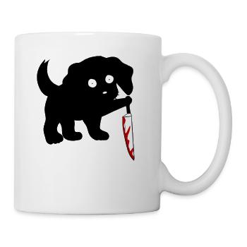 black dog halloween knife spooky ghost cat - Mug - white - Right