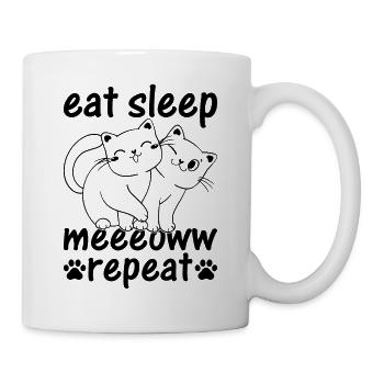 Cat Lover - Eat Sleep Meeeoww Repeat - Katzenbesit - Tasse - Weiß - Rechts