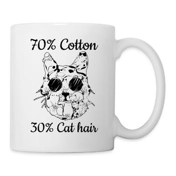 Cat Owner - 70% Cotton 30% Cat Hair - Funny - Mug - white - Right