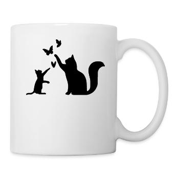 Chats avec papillons - Chats mignons - Mug blanc - blanc - Droite
