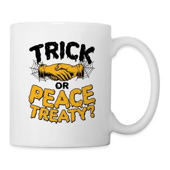 Halloween Trick Friedensvertrag Pazifist Wahl - Tasse - Weiß - Rechts