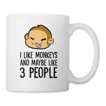 Ich mag Affen und vielleicht 3 Menschen - Tasse - Weiß - Rechts