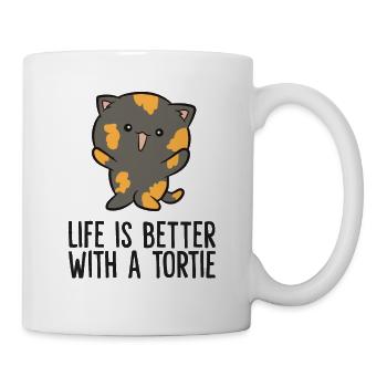 Chat écaille de tortue La vie est meilleure avec - Mug blanc - blanc - Droite