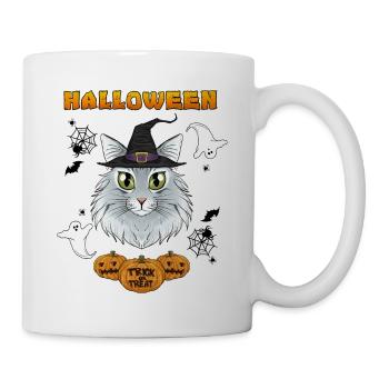 Amoureux des chats de la forêt norvégienne I Joyeux Halloween - Mug blanc - blanc - Droite