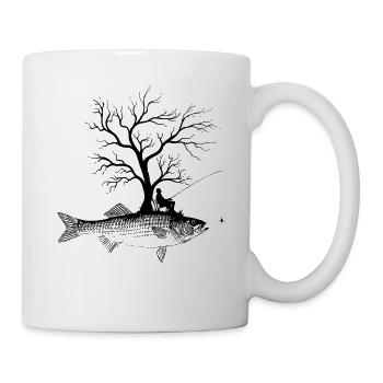 Grafischer Baum - Fisch-gestreifter Barsch - Tasse - Weiß - Rechts