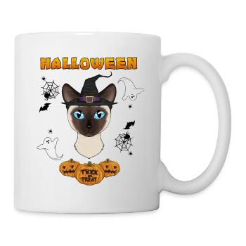 Siamese Cat Lover I Happy Halloween - Tasse - Weiß - Rechts