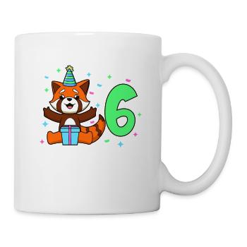 Mit Roter Panda - Kinder Geburtstag 6 Jahre - Tasse - Weiß - Rechts