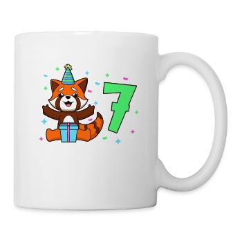 Mit Roter Panda - Kinder Geburtstag 7 Jahre - Tasse - Weiß - Rechts