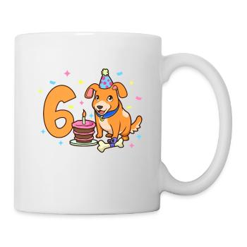 Mit Hund - Kinder Geburtstag 6 Jahre - Tasse - Weiß - Rechts