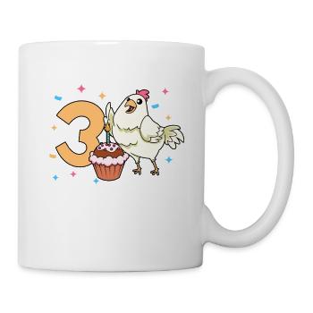 With chicken - children's birthday 3 years - Mug - white - Right
