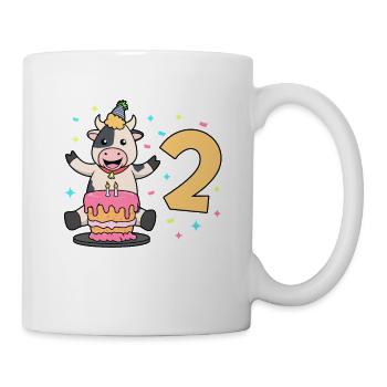 Avec vache - anniversaire des enfants 2 ans - Mug blanc - blanc - Droite