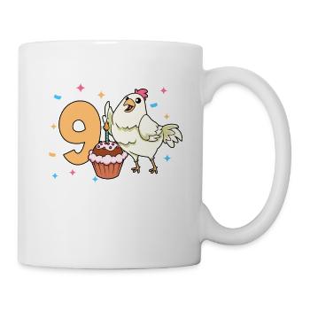Mit Huhn - Kinder Geburtstag 9 Jahre - Tasse - Weiß - Rechts