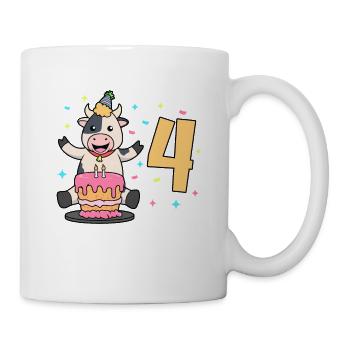 Avec vache - anniversaire des enfants 4 ans - Mug blanc - blanc - Droite