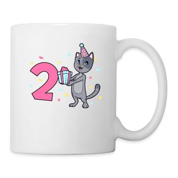 Mit Katze - Mädchen Geburtstag 2 Jahre - Tasse - Weiß - Rechts
