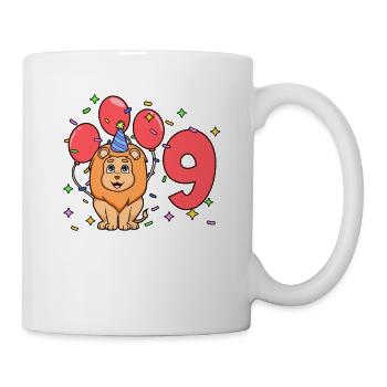 With lion - children's birthday 9 years - Mug - white - Right