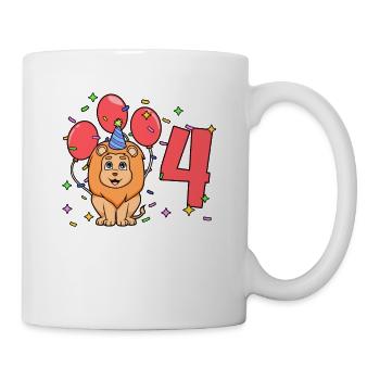 With lion - children's birthday 4 years - Mug - white - Right