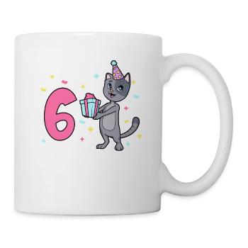 Mit Katze - Mädchen Geburtstag 6 Jahre - Tasse - Weiß - Rechts