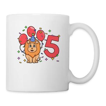 With lion - children's birthday 5 years - Mug - white - Right