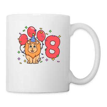With lion - children's birthday 8 years - Mug - white - Right