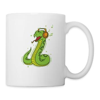 Schlange liebt Musik Reptil Tier Zoo - Tasse - Weiß - Rechts