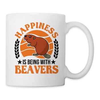 Happiness is being with Beavers Biber - Tasse - Weiß - Rechts