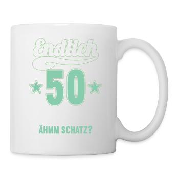 Endlich 50 weiß kann alles Äh Schatz 50 Geburtstag - Tasse - Weiß - Rechts