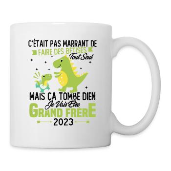 Je vais être grand frère 2023 / Cadeau grand frère - Mug blanc - blanc - Droite