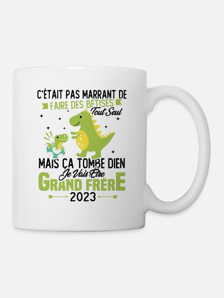 Je vais être grand frère 2023 / Cadeau grand frère - Mug blanc - blanc