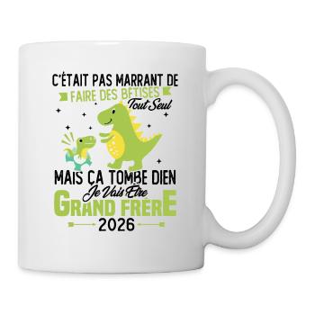 Je vais être grand frère 2026 / Cadeau grand frère - Mug blanc - blanc - Droite