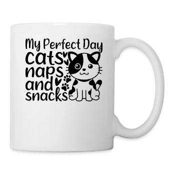 Amoureux des chats I My Perfect Day Cat Nicker - Mug blanc - blanc - Droite