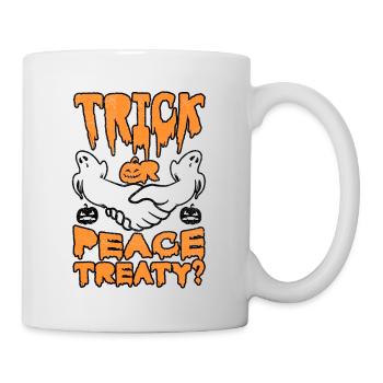 Halloween Trick Friedensvertrag Pazifist Wahl - Tasse - Weiß - Rechts