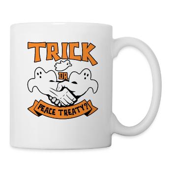 Halloween Trick Friedensvertrag Pazifist Wahl - Tasse - Weiß - Rechts