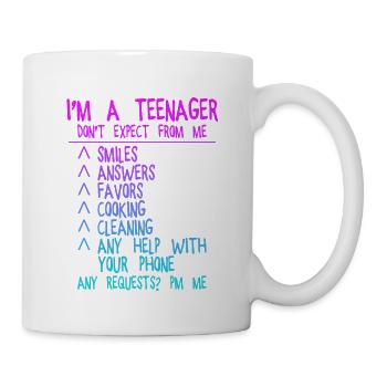 Je suis un adolescent, ne vous attendez pas à moi, souriez... 4 - Mug blanc - blanc - Droite