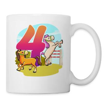 4ème anniversaire Équitation Cheval Thème Quatre Fête - Mug blanc - blanc - Droite