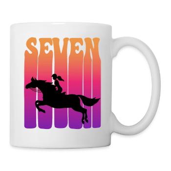 Girl riding, I am 7 years old, children 7. - Mug - white - Right